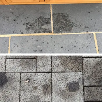 Oil greese marks Oil greese marks on paving slabs