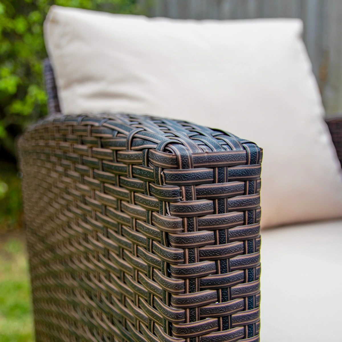 3 Seater Rattan Garden Furniture Sofa Lounging Set With Gas Fire Pit Table, 2 Armchairs & 2 Stools