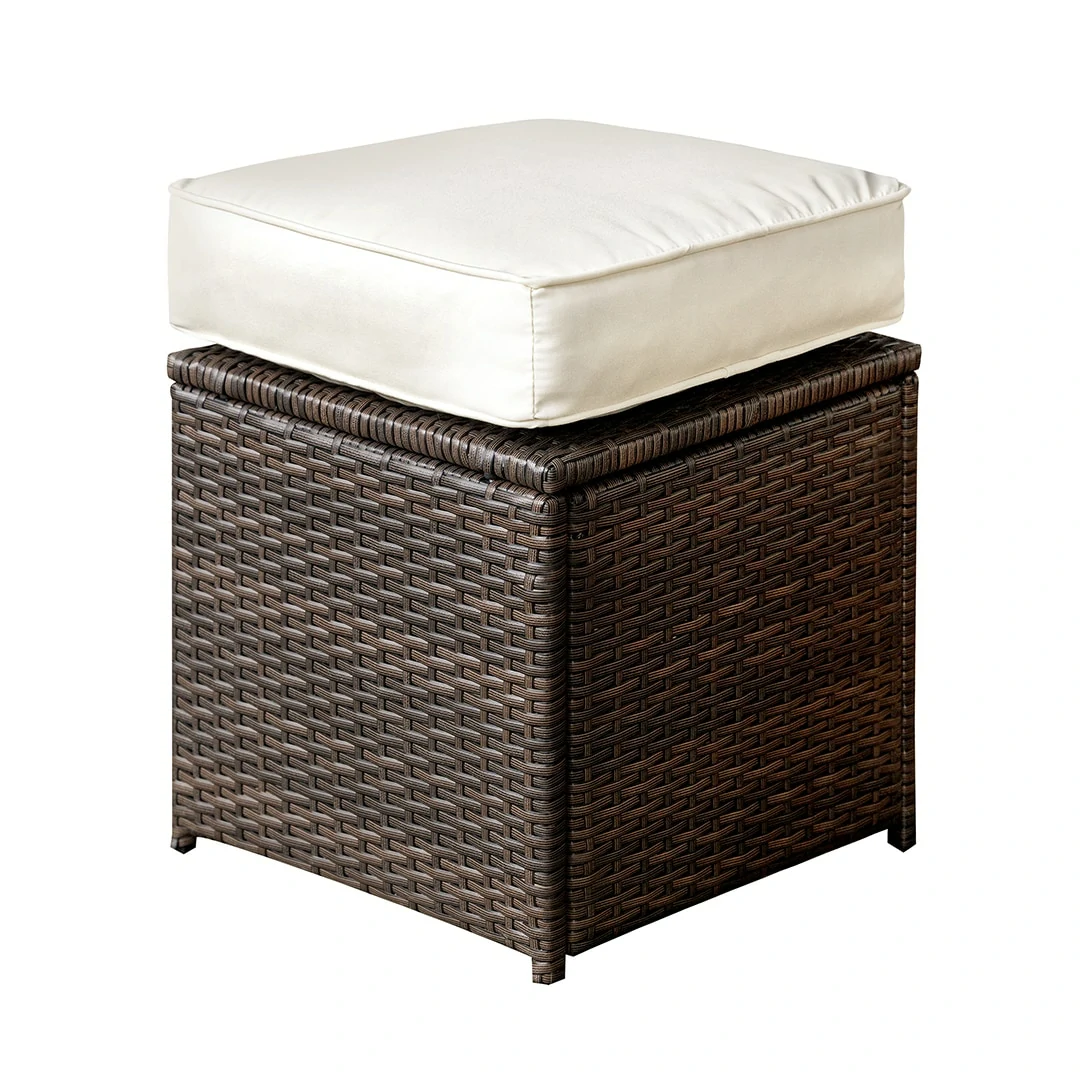 3 Seater Rattan Garden Furniture Sofa Lounging Set With Gas Fire Pit Table, 2 Armchairs & 2 Stools