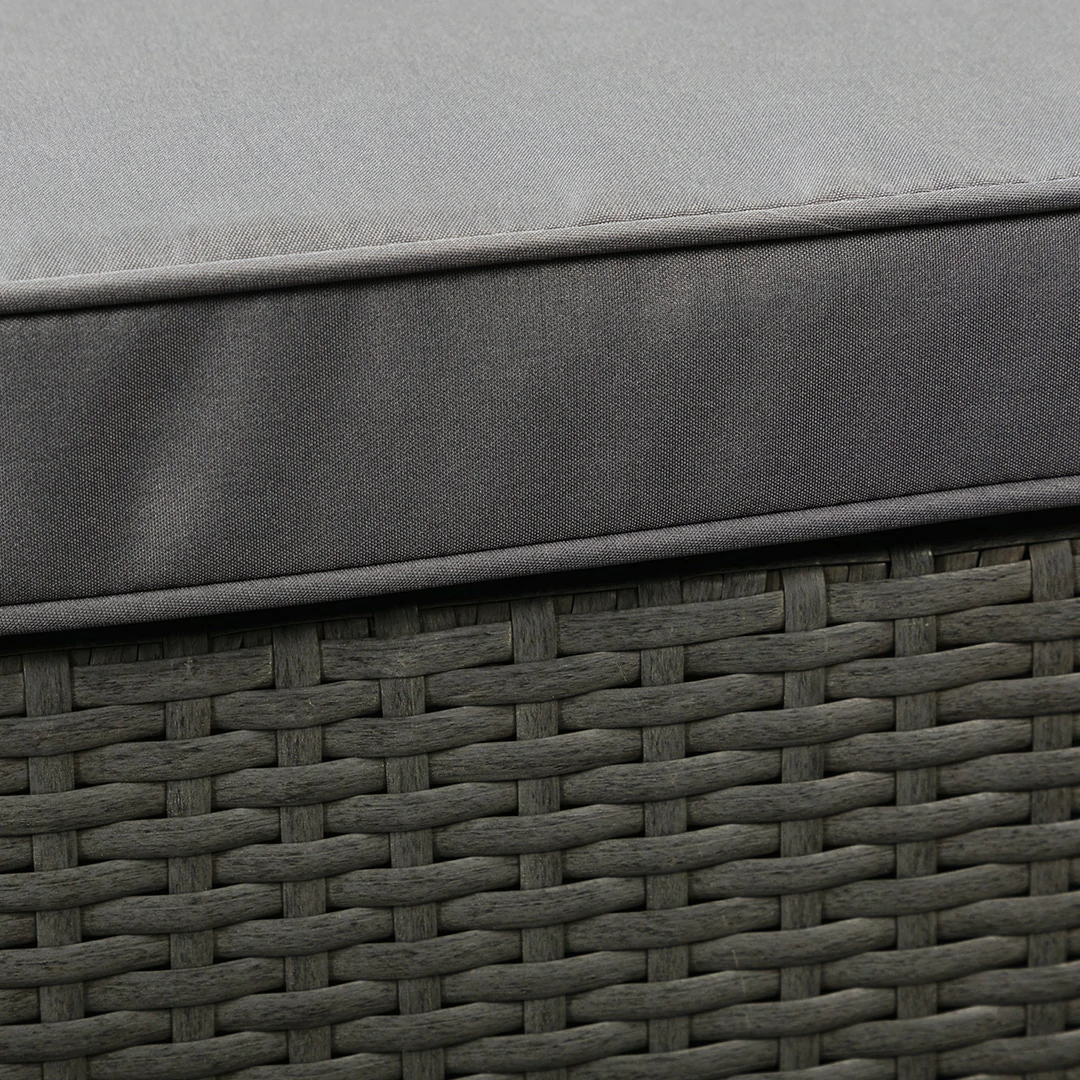 3 Seater Rattan Garden Furniture Sofa Lounging Set with Chaise Lounge & Footrest - Dark Grey