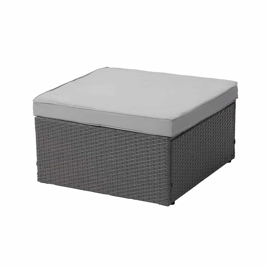 3 Seater Rattan Garden Furniture Sofa Lounging Set with Chaise Lounge & Footrest - Light Grey