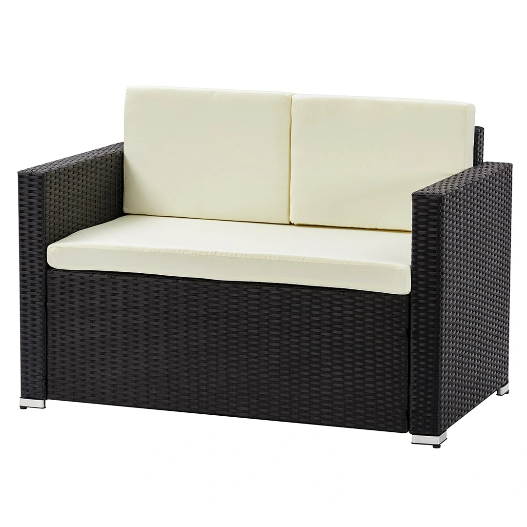 2 Seater Rattan Garden Furniture Sofa Lounging Set with 2 Armchairs & Coffee Table