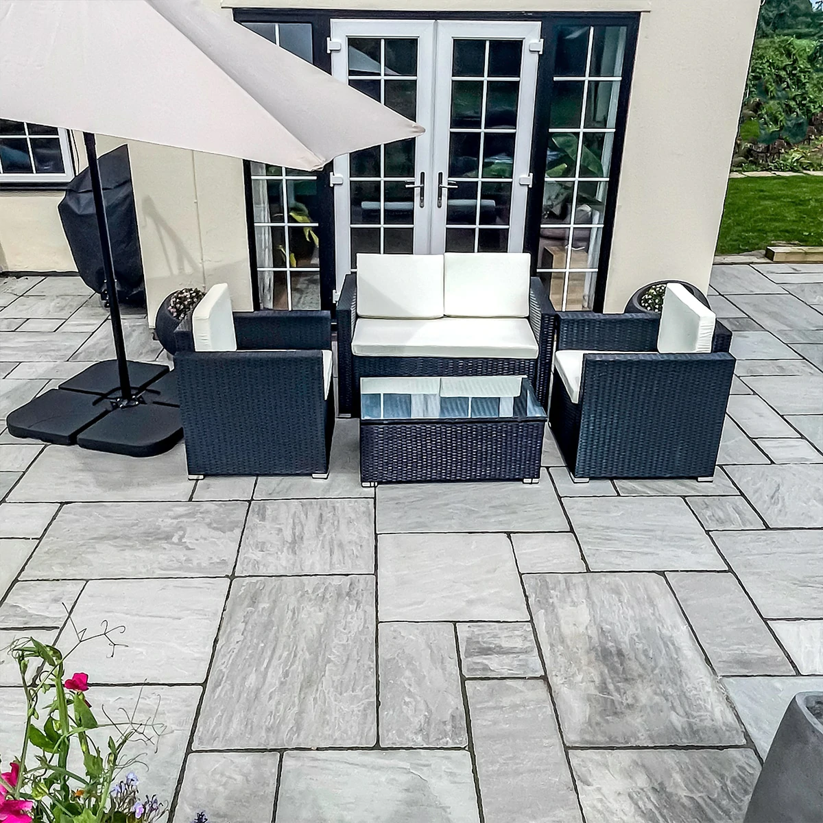 2 Seater Rattan Garden Furniture Sofa Lounging Set with 2 Armchairs & Coffee Table