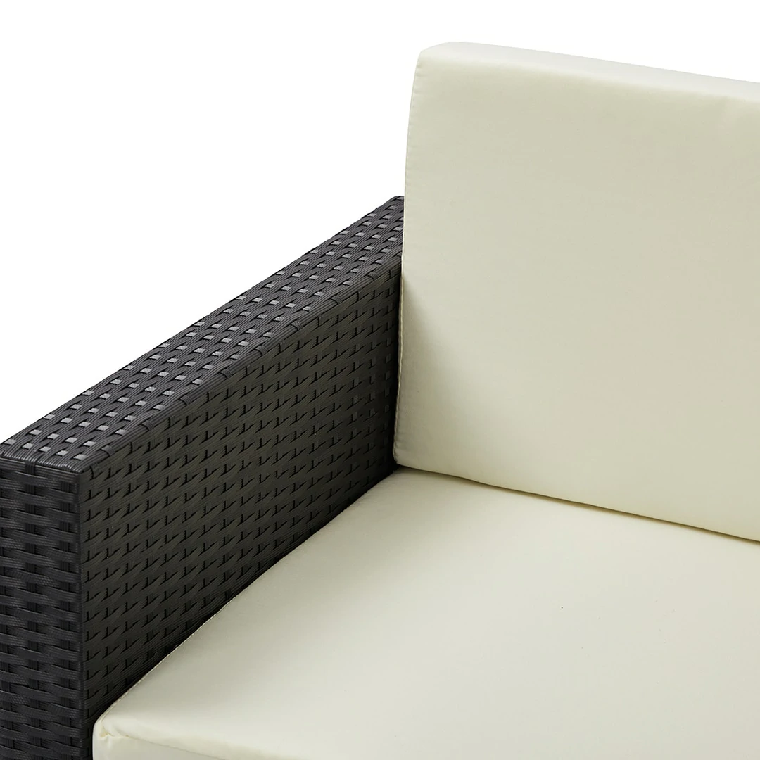 2 Seater Rattan Garden Furniture Sofa Lounging Set with 2 Armchairs & Coffee Table