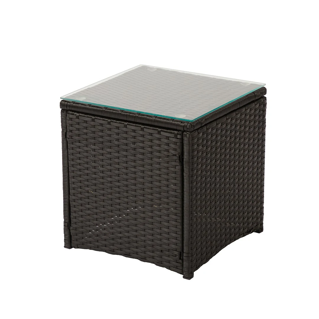 2 Seat Rattan Garden Furniture Bistro Set - Black