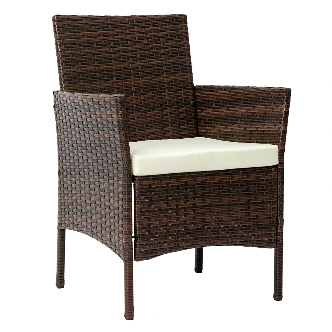 2 Seat Rattan Garden Furniture Bistro Set - Brown