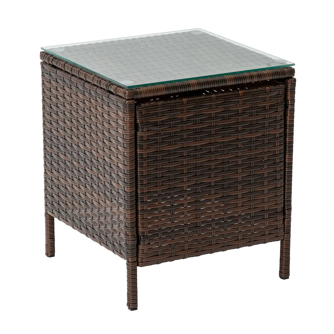 2 Seat Rattan Garden Furniture Bistro Set - Brown