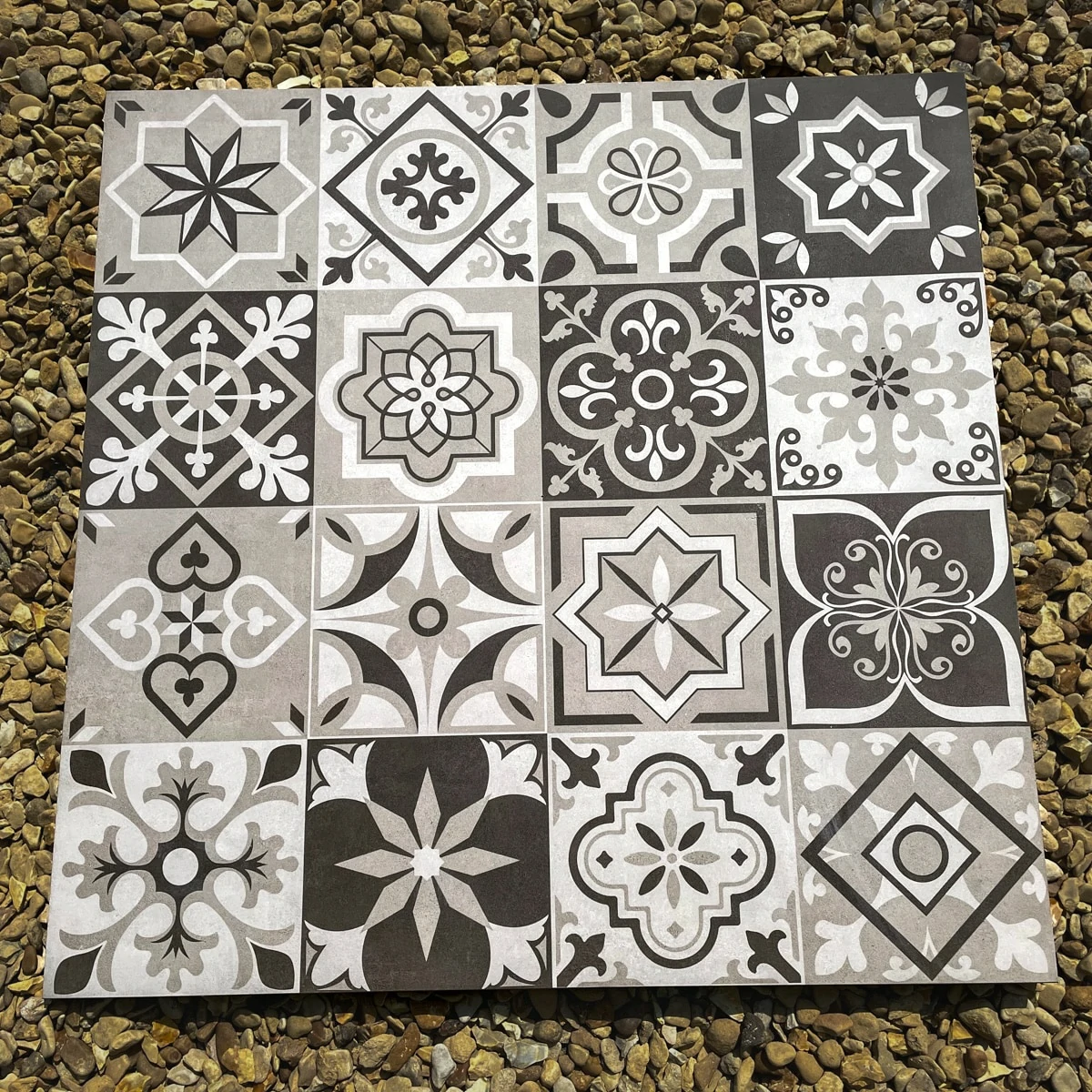 Charcoal Tapestry Decor Outdoor Porcelain Paving Tiles - 800×800 - 20mm