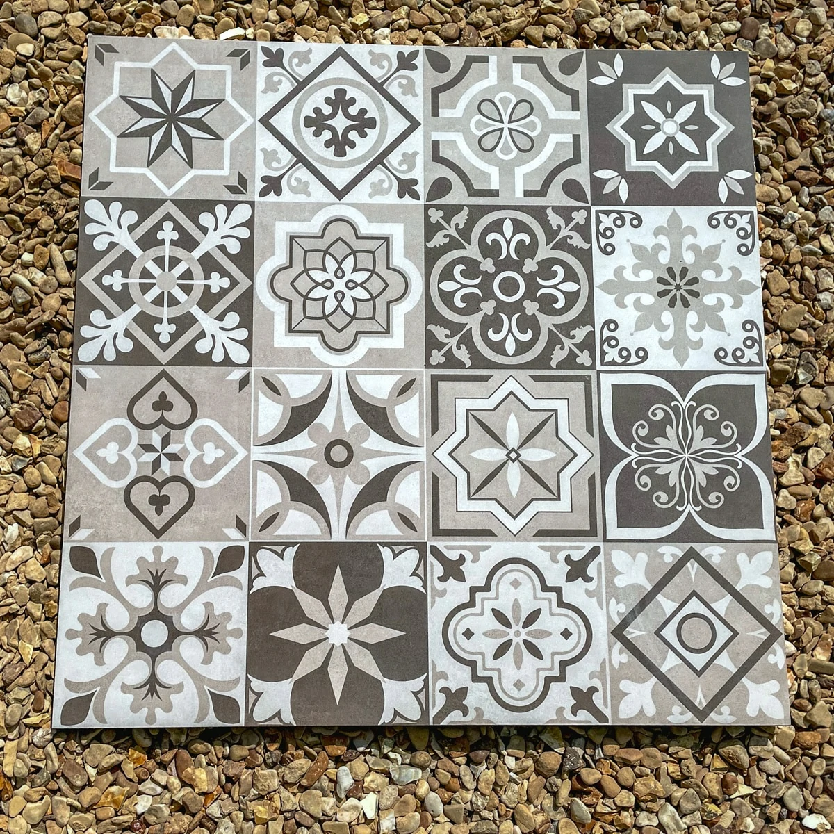 Charcoal Tapestry Decor Outdoor Porcelain Paving Tiles - 800×800 - 20mm