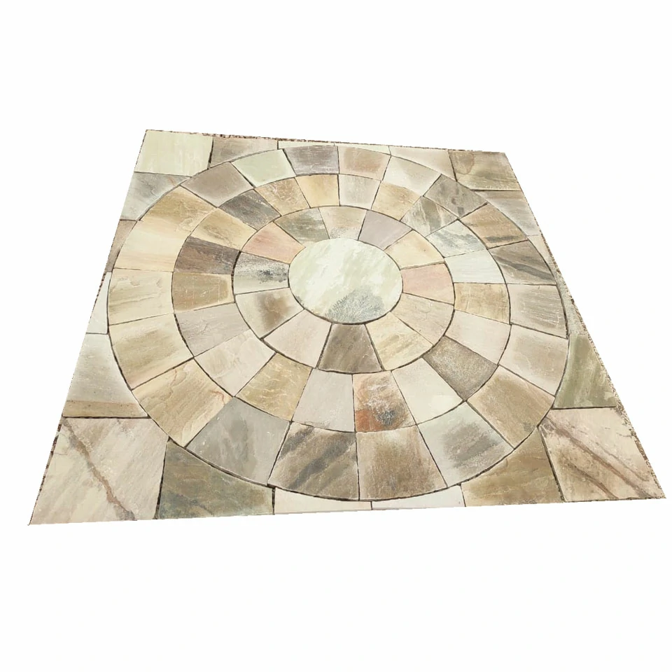 Fossil Mint Indian Sandstone Circle Kit - Riven - 2.4m Diameter - 22mm