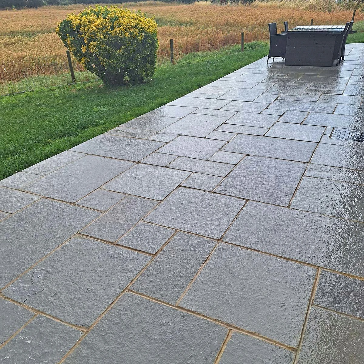 Grey Indian Limestone Paving Slabs - Sawn Edges - Patio Kit - 22mm
