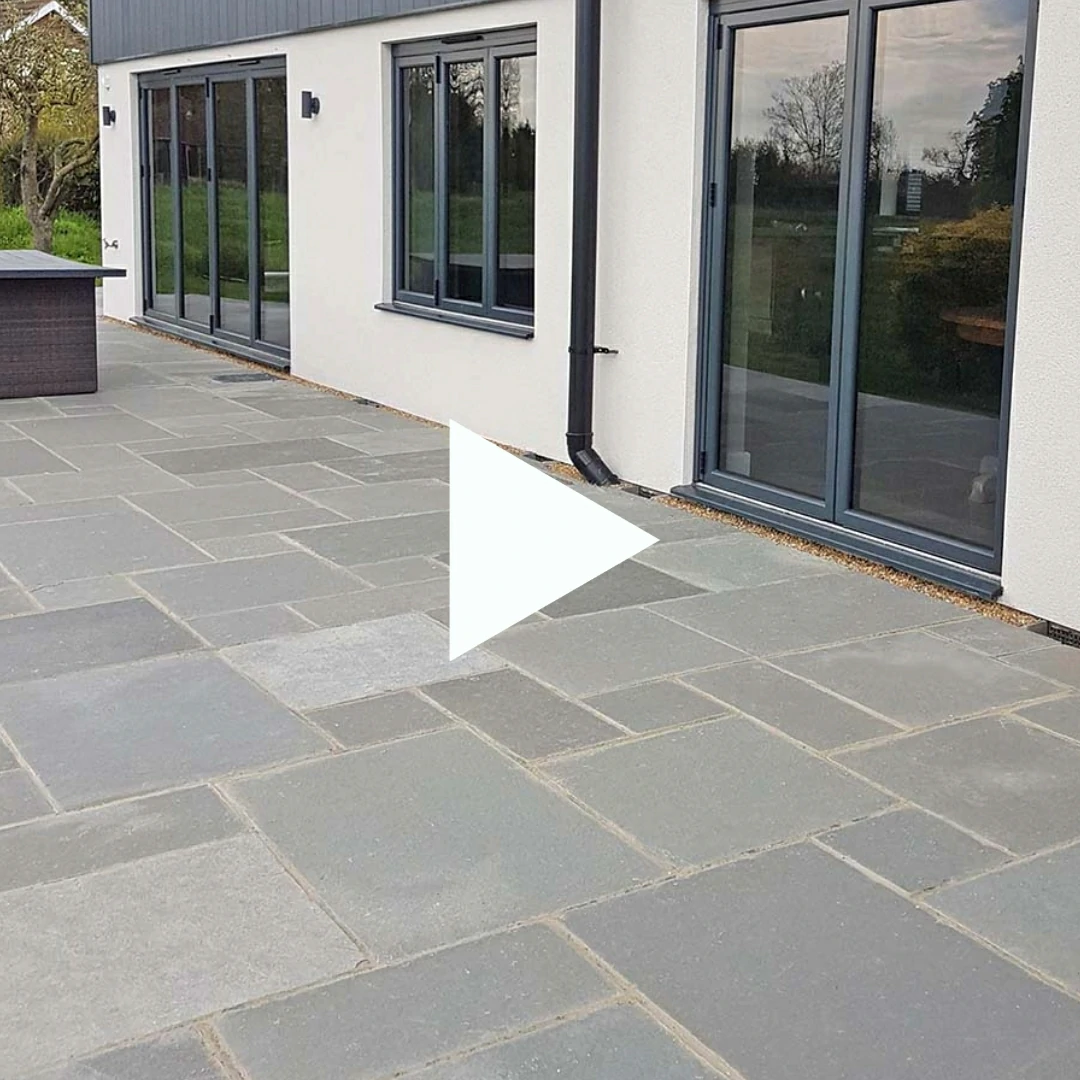 Grey Indian Limestone Paving Slabs - Sawn Edges - Patio Kit - 22mm