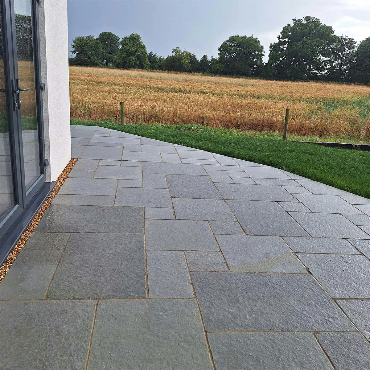 Grey Indian Limestone Paving Slabs - Sawn Edges - Patio Kit - 22mm