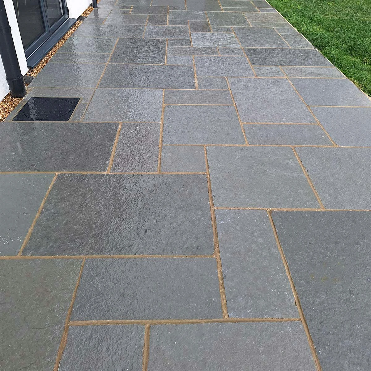 Grey Indian Limestone Paving Slabs - Sawn Edges - Patio Kit - 22mm