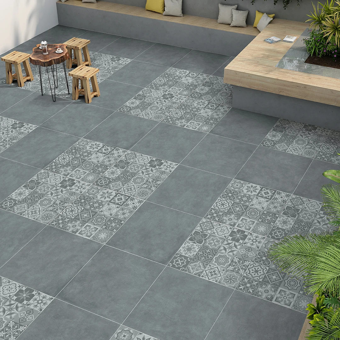 Grey Tapestry Decor Outdoor Porcelain Paving Tiles - 800×800 - 20mm