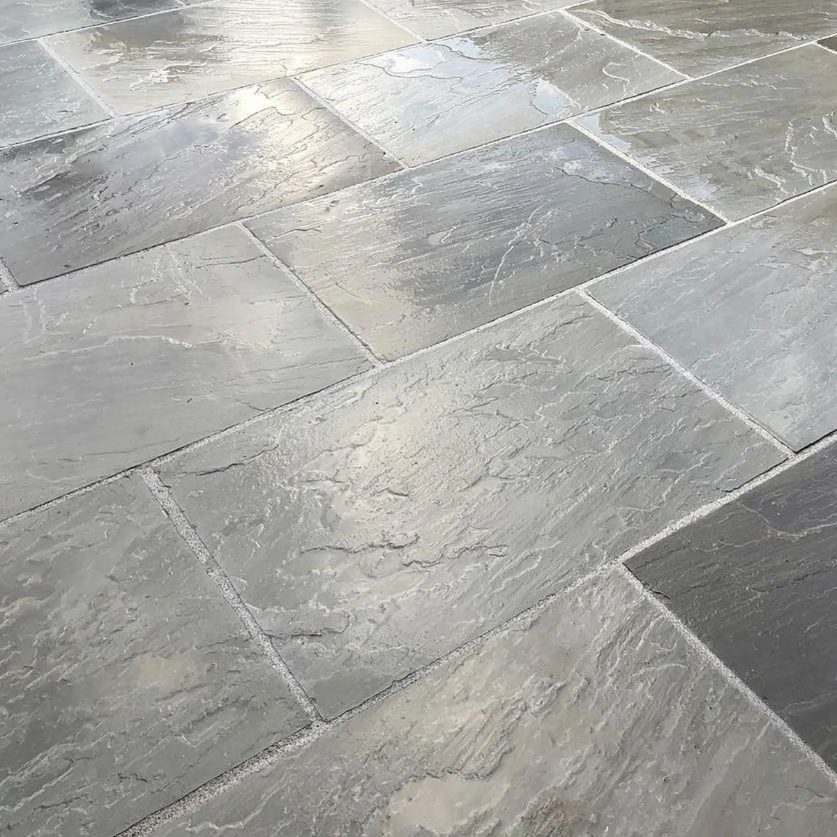 Kandla Grey Indian Sandstone Paving Slabs - Riven - 290x290 - 22mm