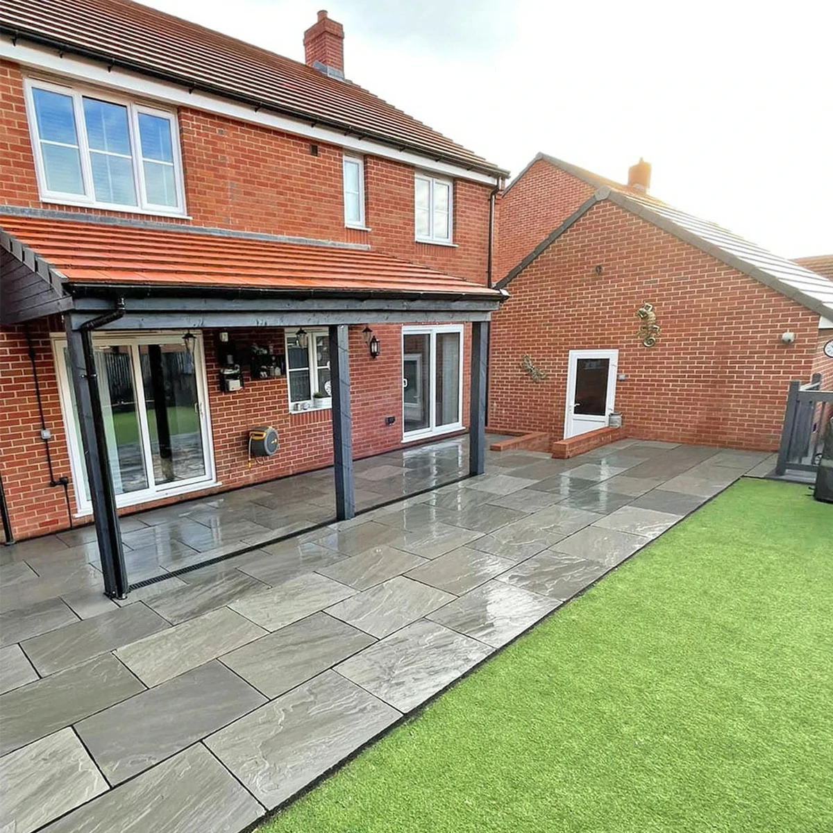 Kandla Grey Indian Sandstone Paving Slabs - Riven - 290x290 - 22mm