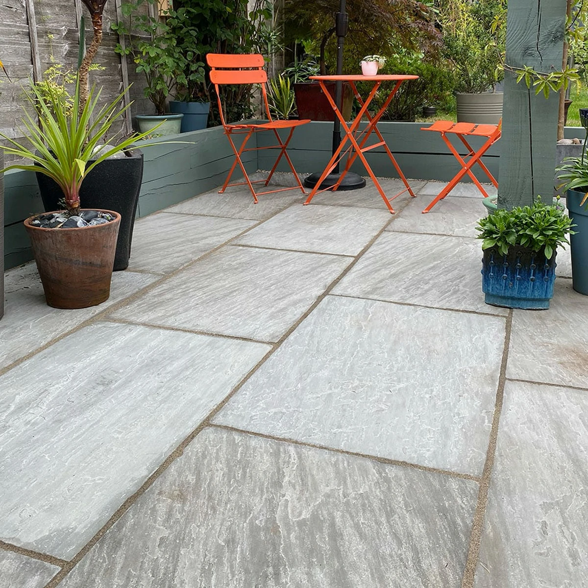 Kandla Grey Indian Sandstone Paving Slabs - Riven - 290x290 - 22mm