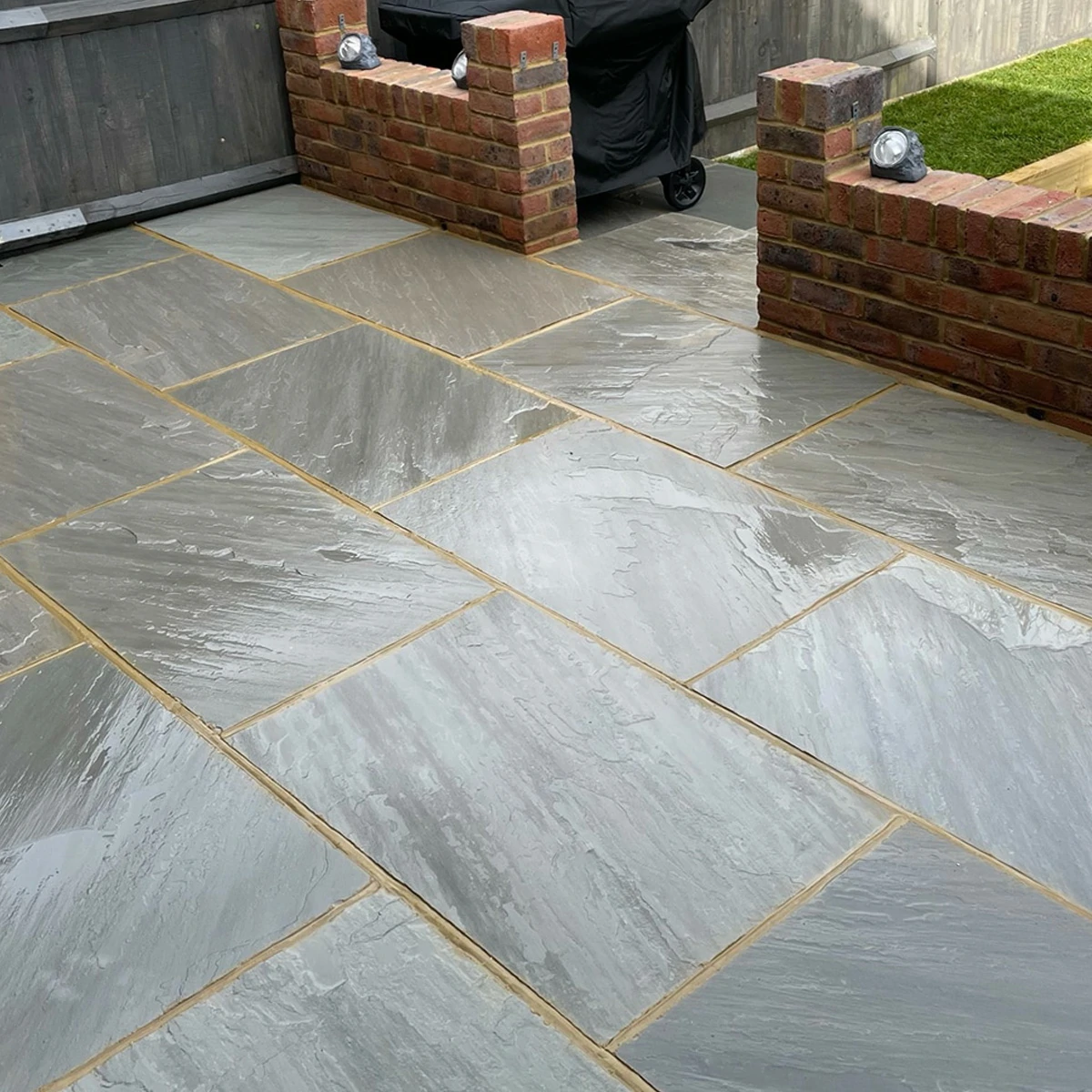 Kandla Grey Indian Sandstone Paving Slabs - Riven - 290x290 - 22mm