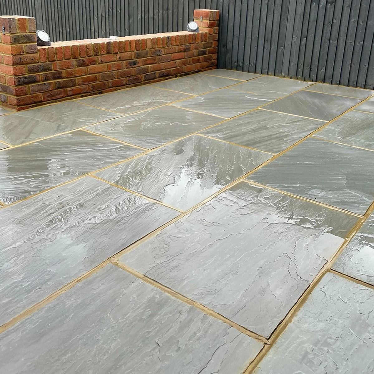 Kandla Grey Indian Sandstone Paving Slabs - Riven - 600x600 - 22mm