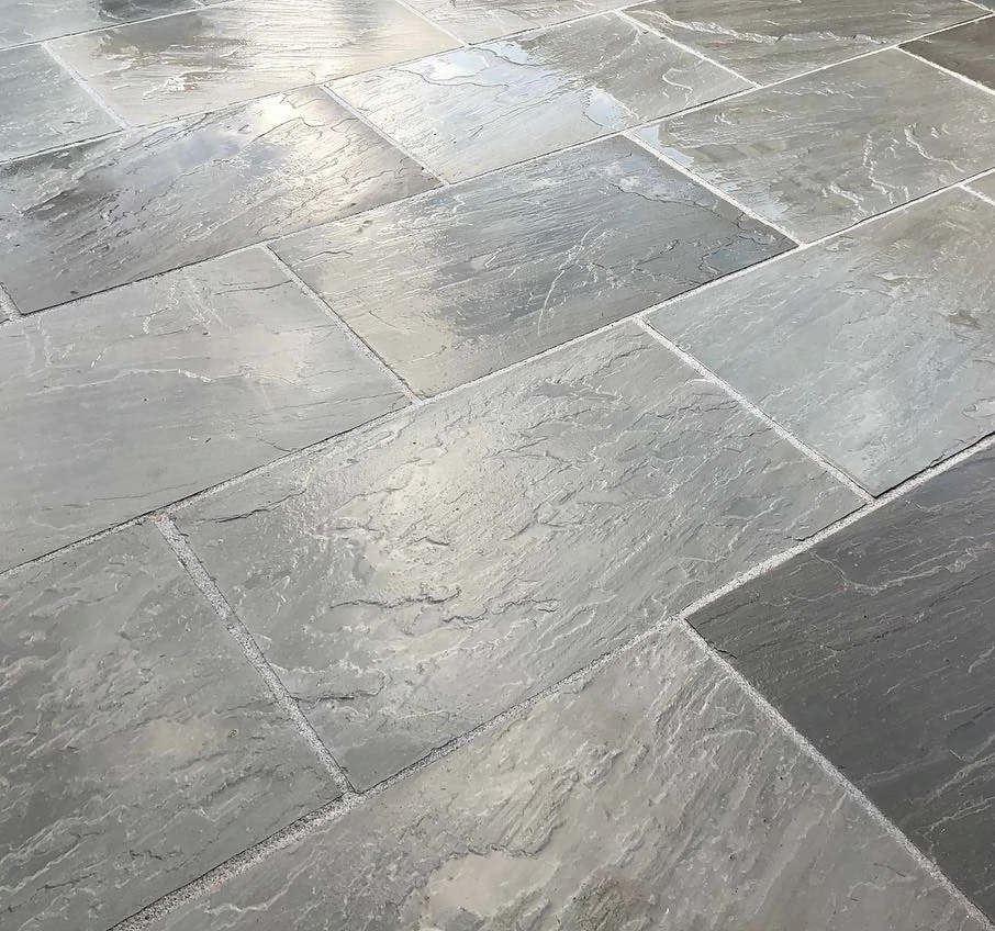 Kandla Grey Indian Sandstone Paving Slabs - Riven - 600x290 - 22mm