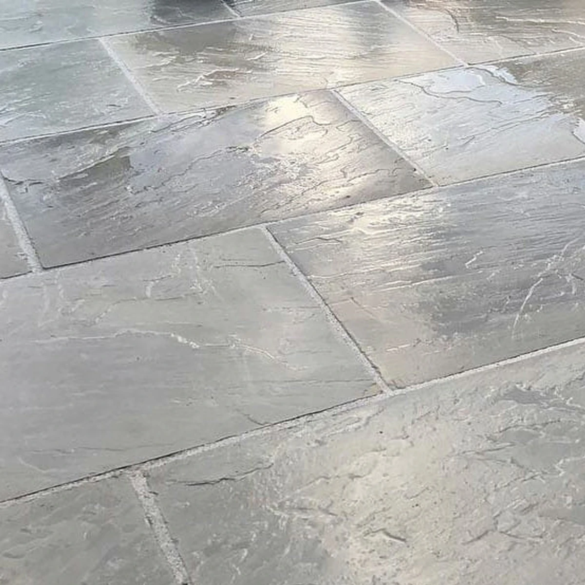 Kandla Grey Indian Sandstone Paving Slabs - Riven - 600x290 - 22mm