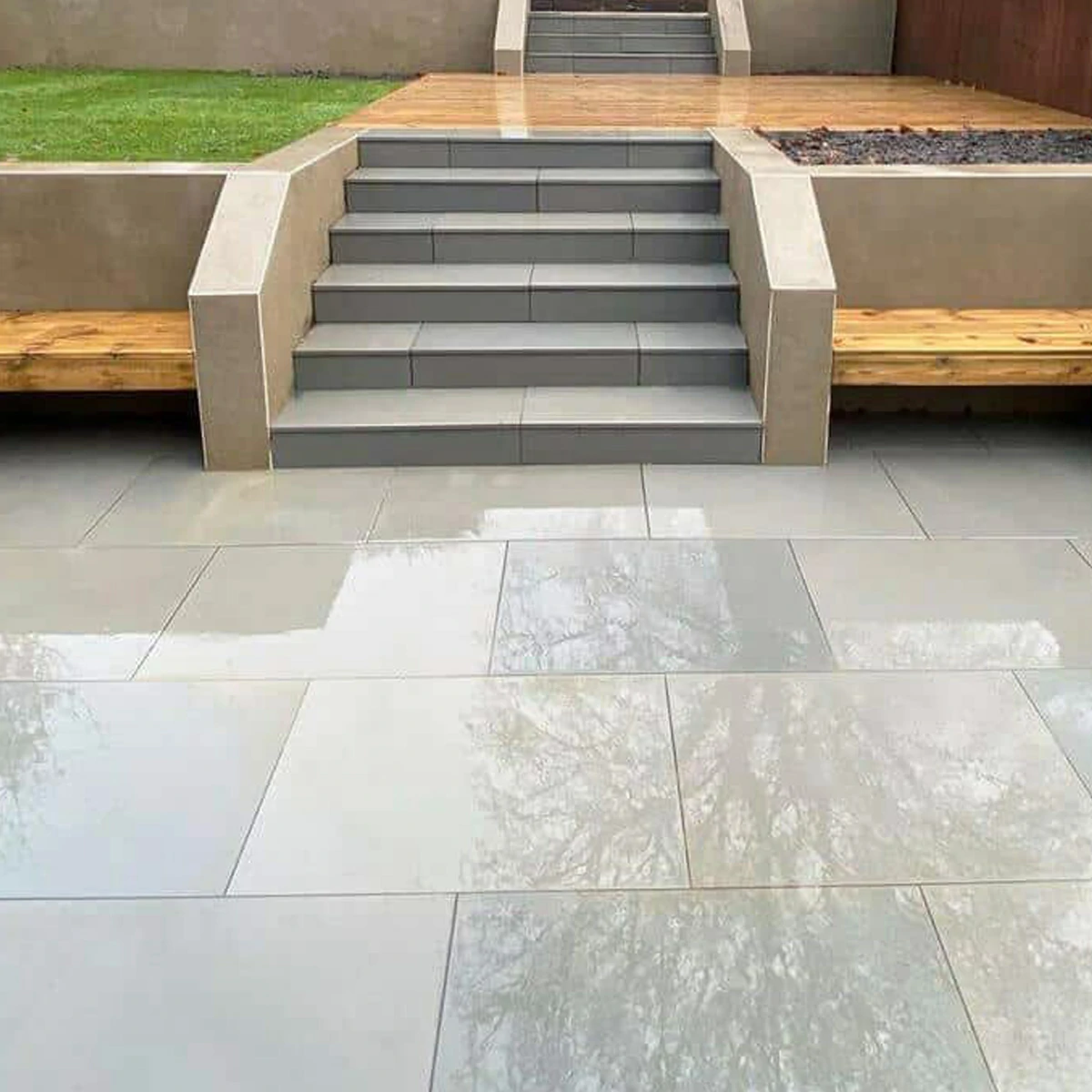Kandla Grey Indian Sandstone Paving Slabs - Sawn &amp; Honed - 600x900 - 20mm