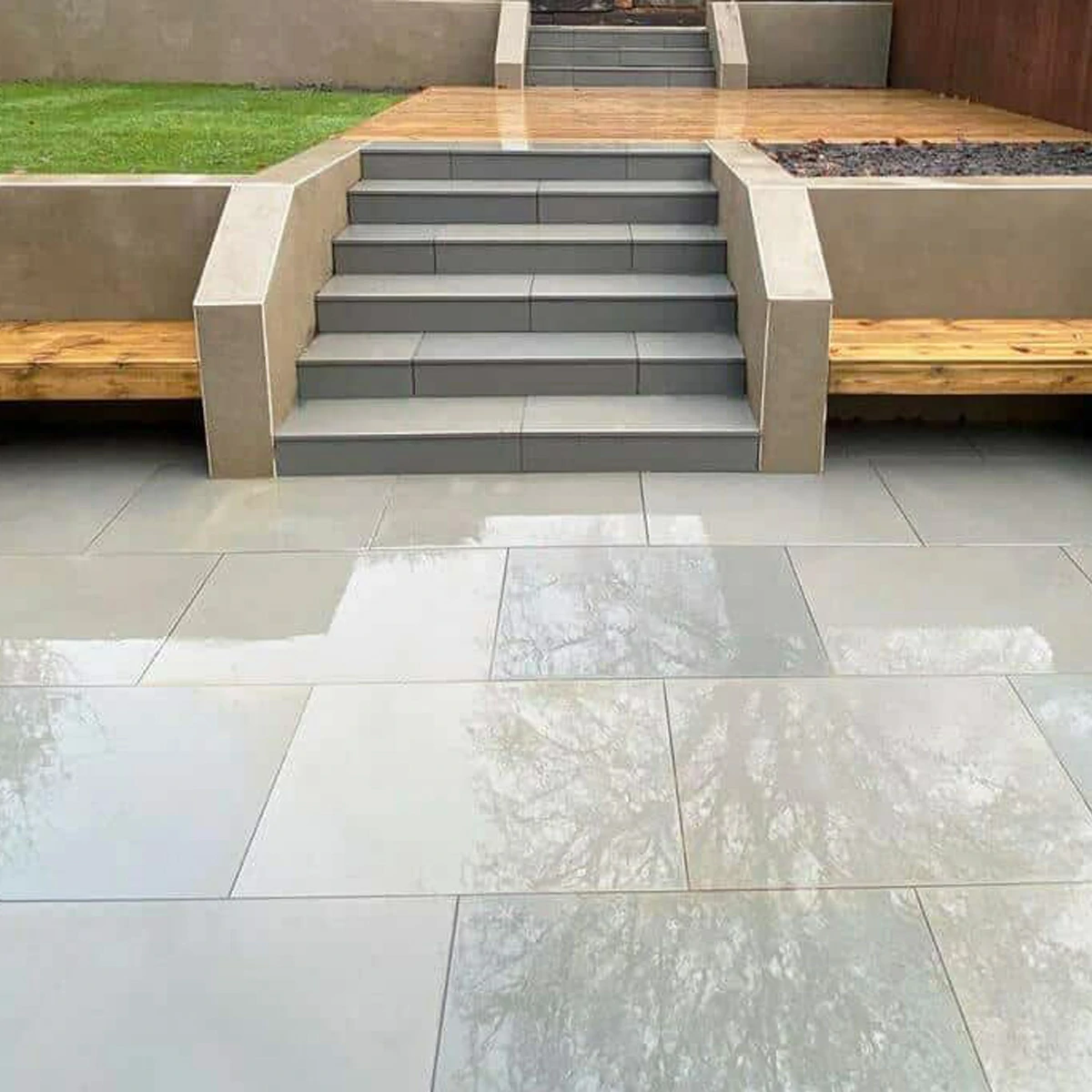 Kandla Grey Indian Sandstone - Sawn & Honed - Bullnose Steps - 900x400 - 40mm