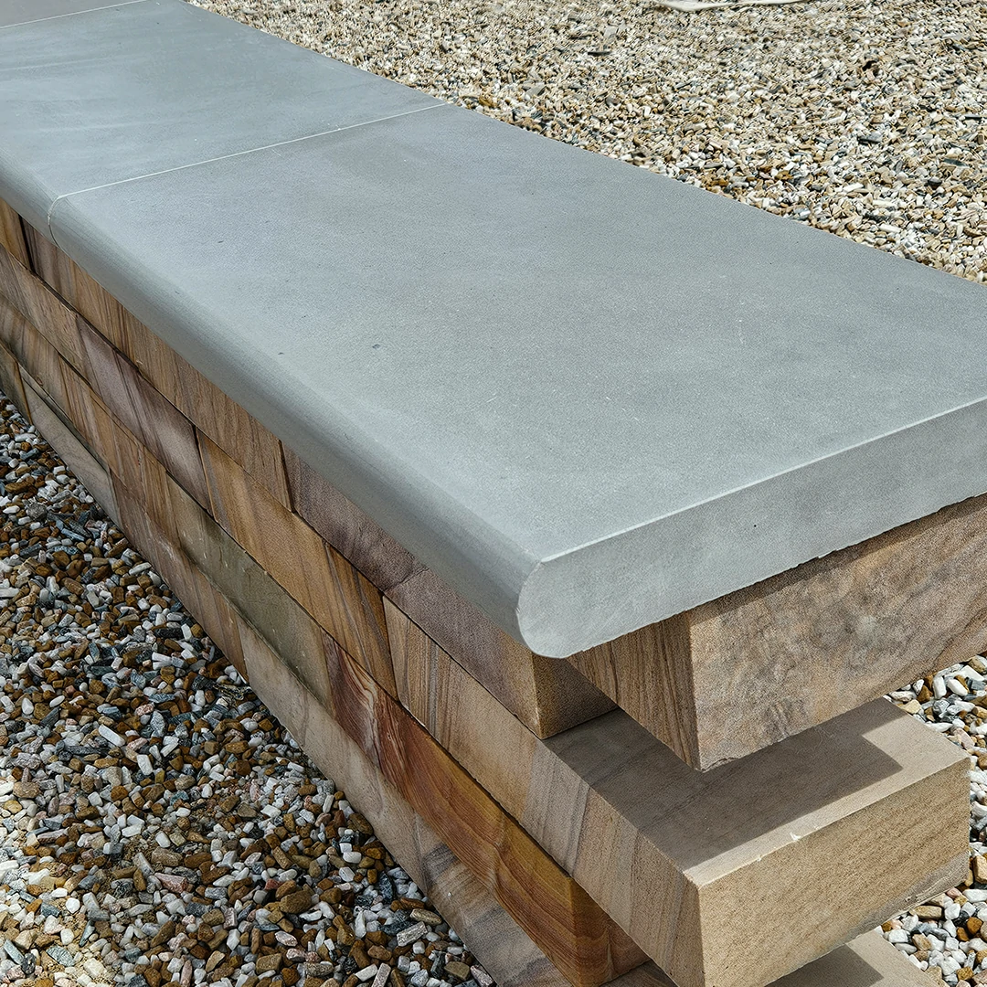 Kandla Grey Indian Sandstone - Sawn & Honed - Bullnose Steps - 900x400 - 40mm
