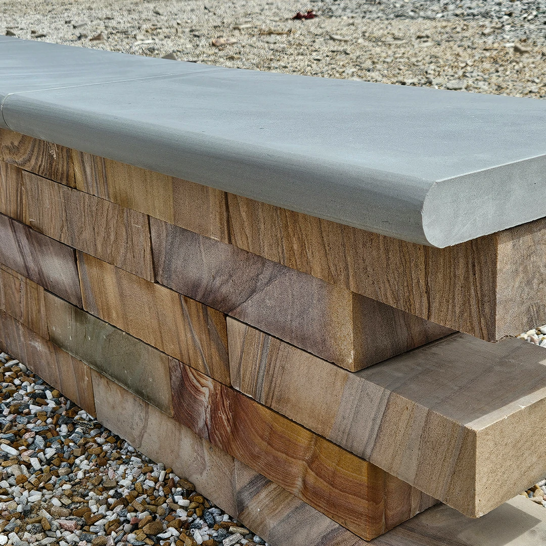 Kandla Grey Indian Sandstone - Sawn & Honed - Bullnose Steps - 900x400 - 40mm