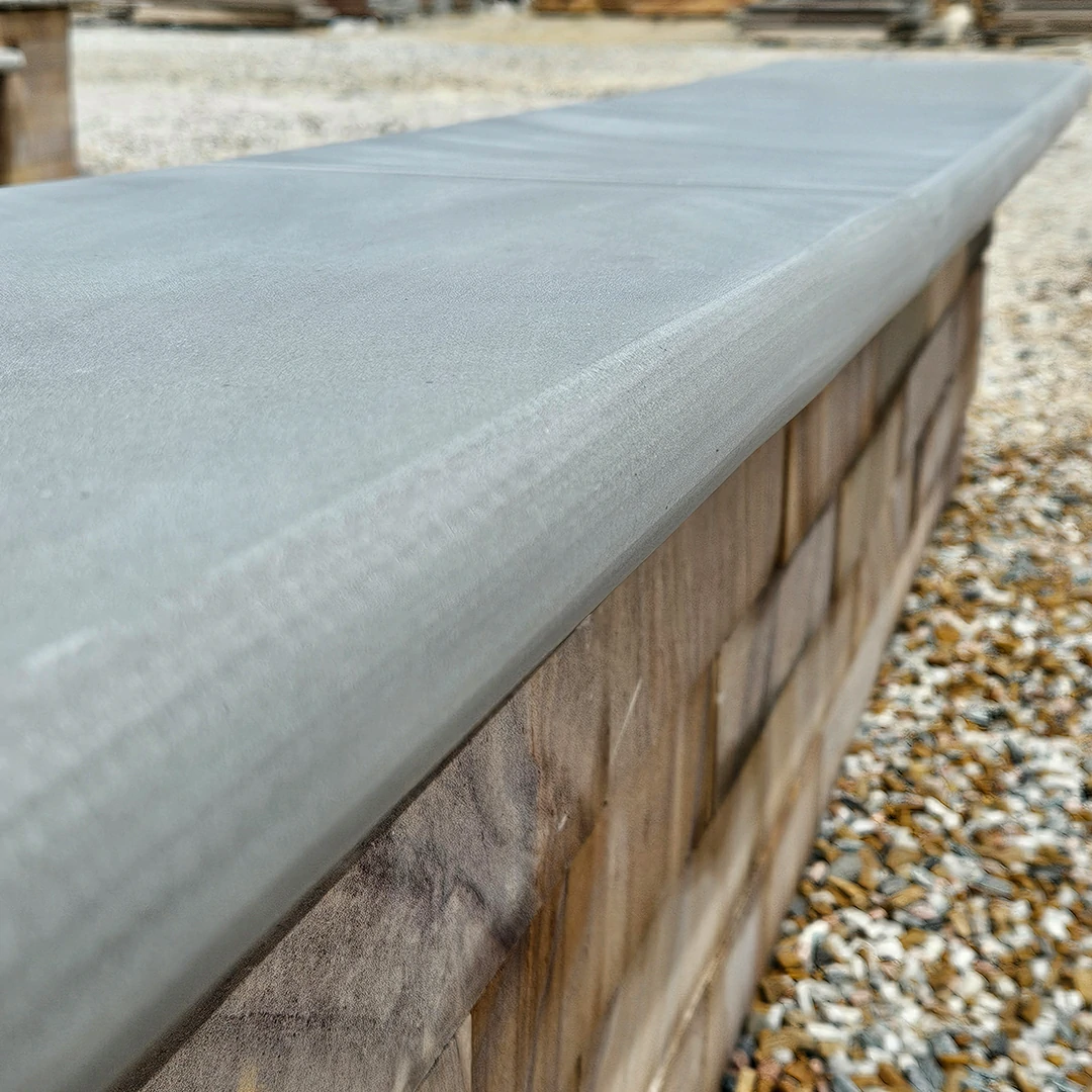 Kandla Grey Indian Sandstone - Sawn & Honed - Bullnose Steps - 900x400 - 40mm