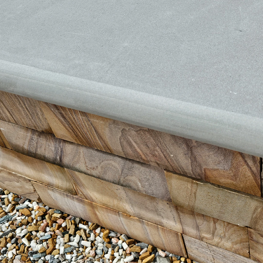Kandla Grey Indian Sandstone - Sawn & Honed - Bullnose Steps - 900x400 - 40mm