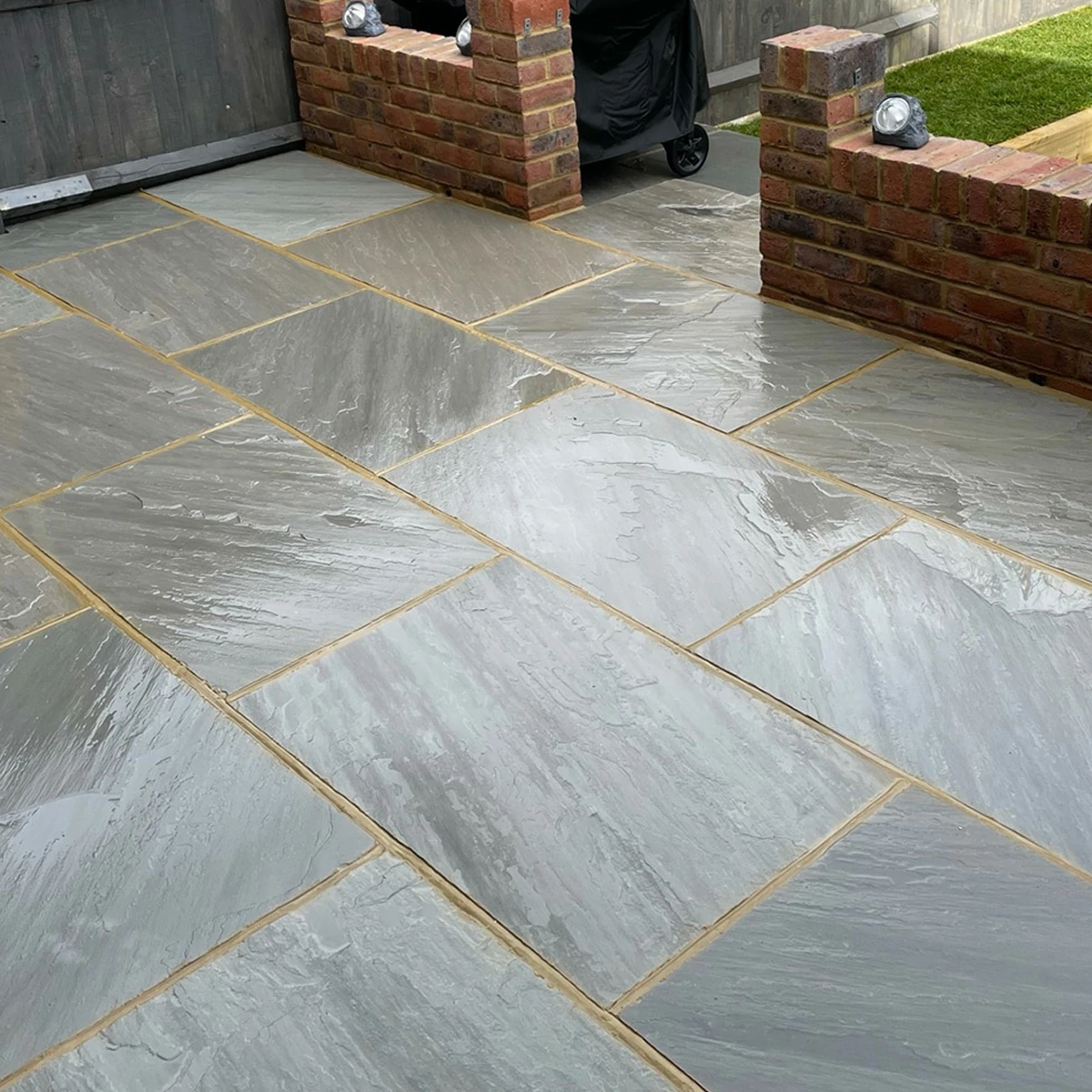 Kandla Grey Indian Sandstone Paving Slabs - Tumbled - 600x900 - 22mm