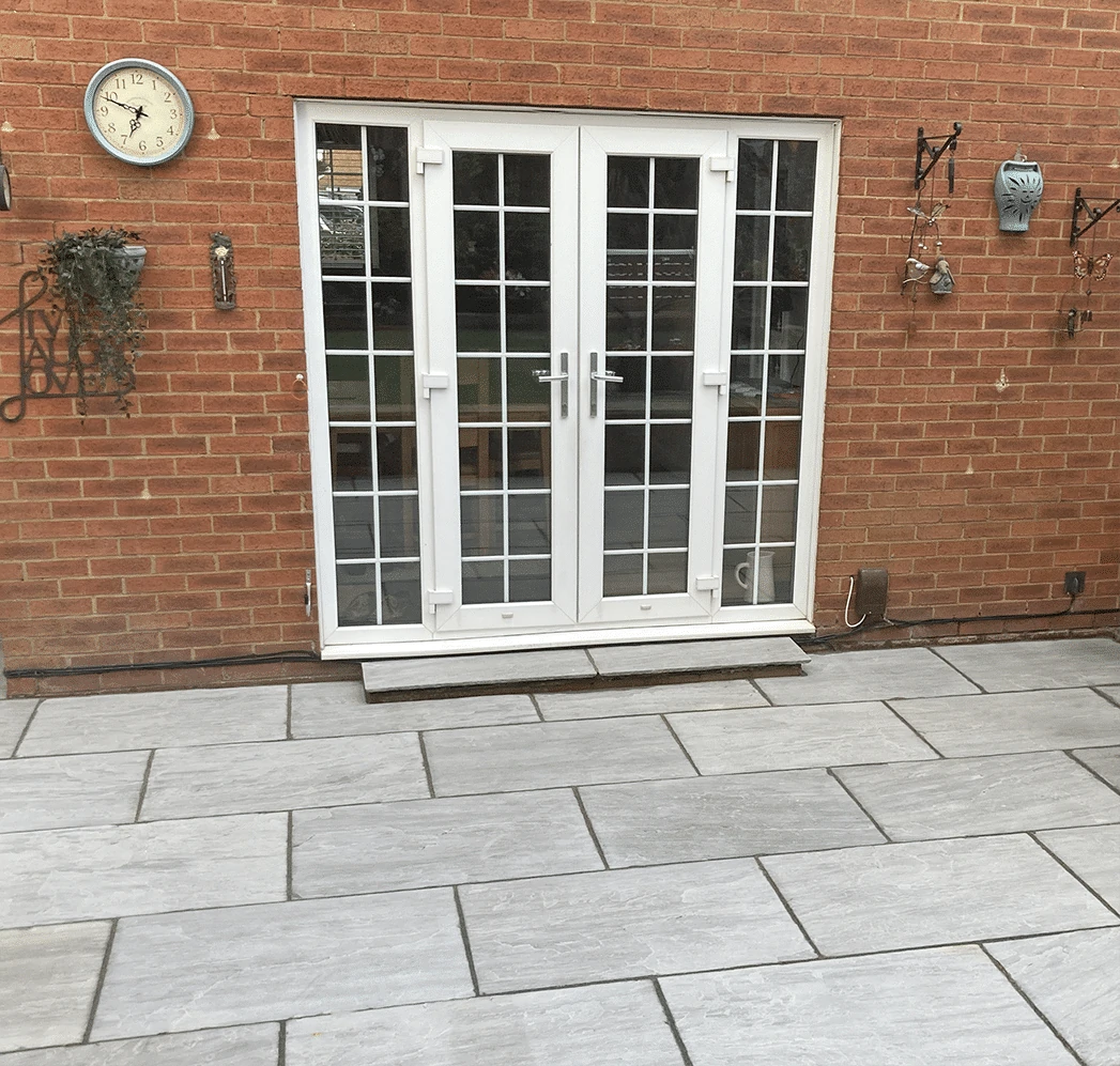 Kandla Grey Indian Sandstone Paving Slabs - Tumbled - 600x900 - 22mm