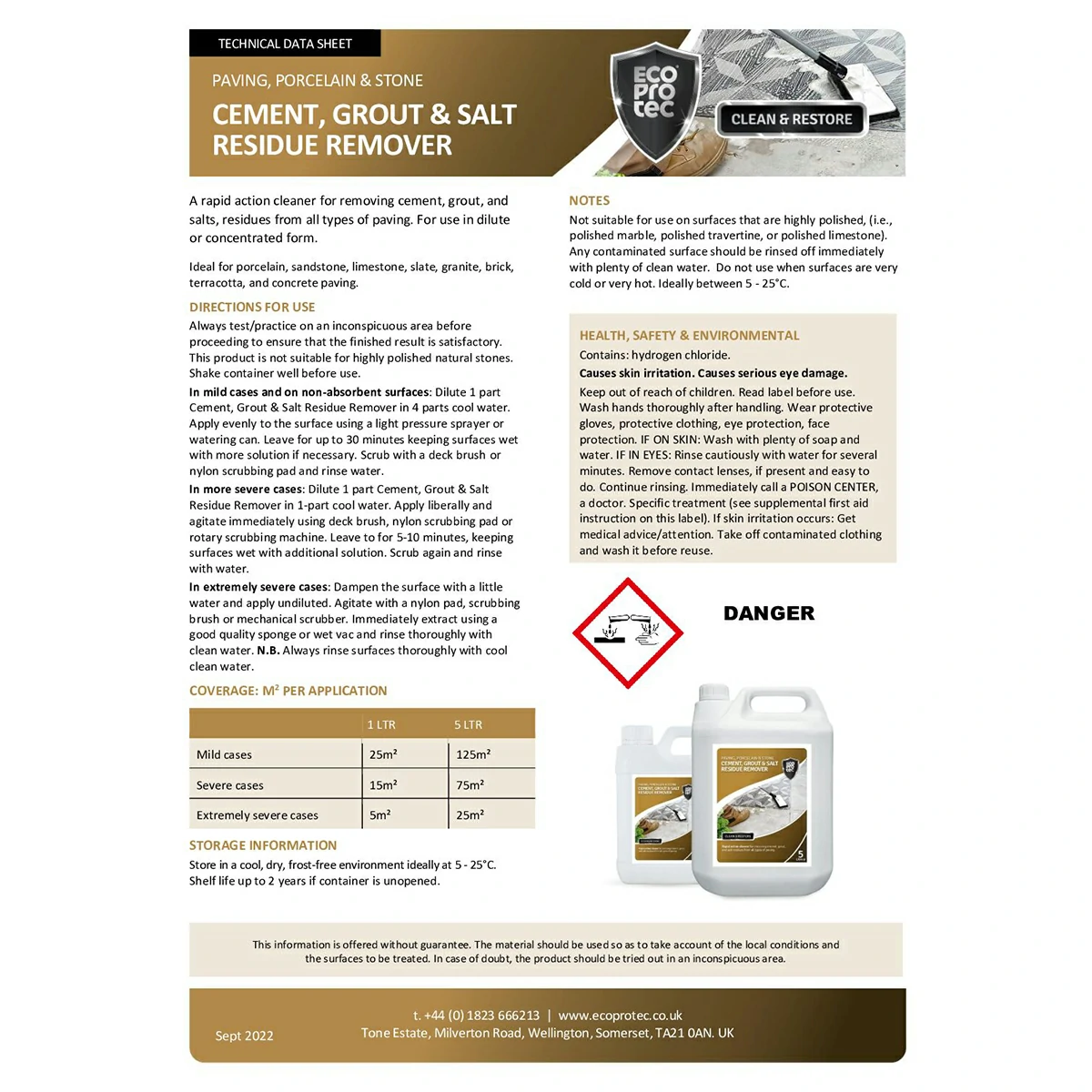 EcoProTec - Cement, Grout & Salt Residue Remover - 5 Litre