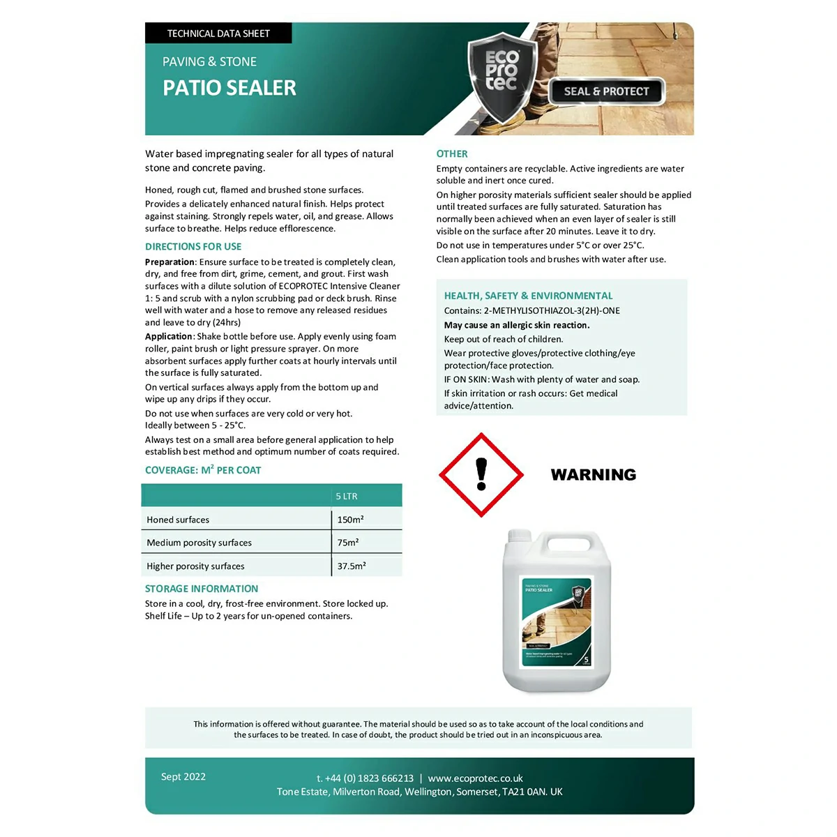 EcoProTec - Patio Sealer - 5 Litre