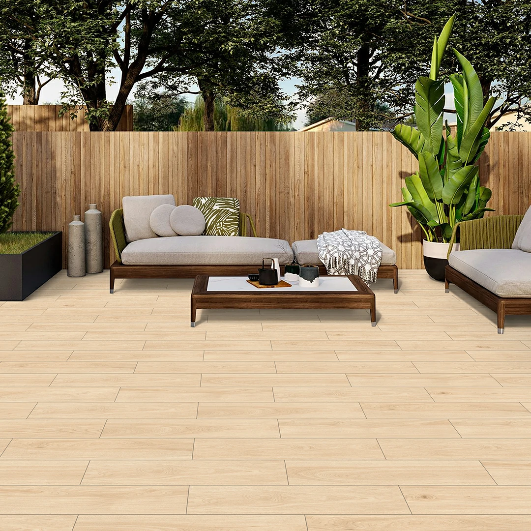 Maple Wood Outdoor Porcelain Paving Tiles - 900x195 - 20mm