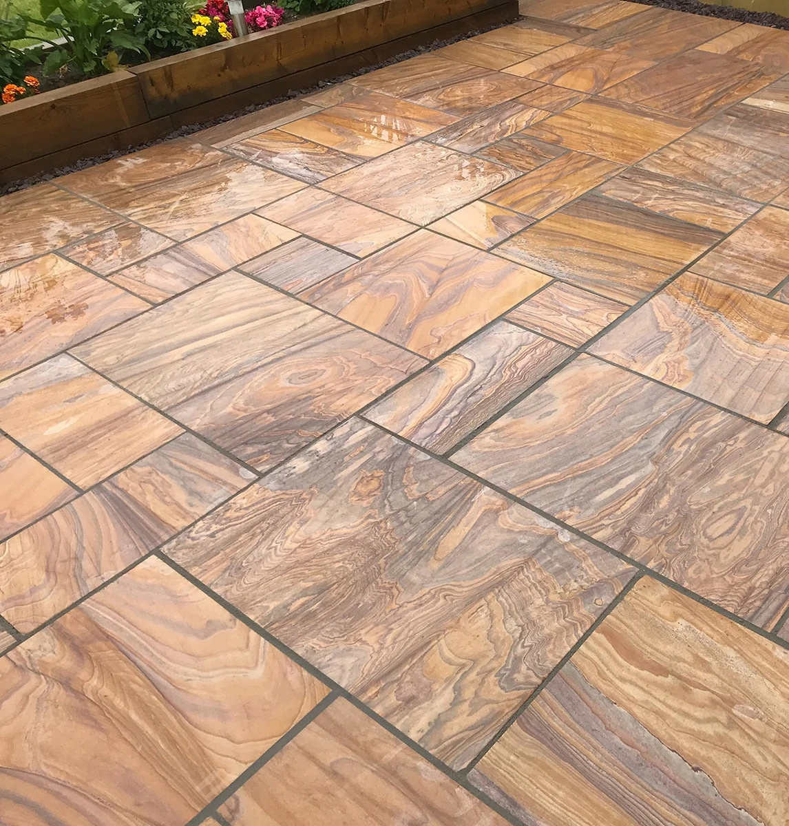 Rainbow Indian Sandstone Paving Slabs - Sawn &amp; Honed - 295x295 - 22mm