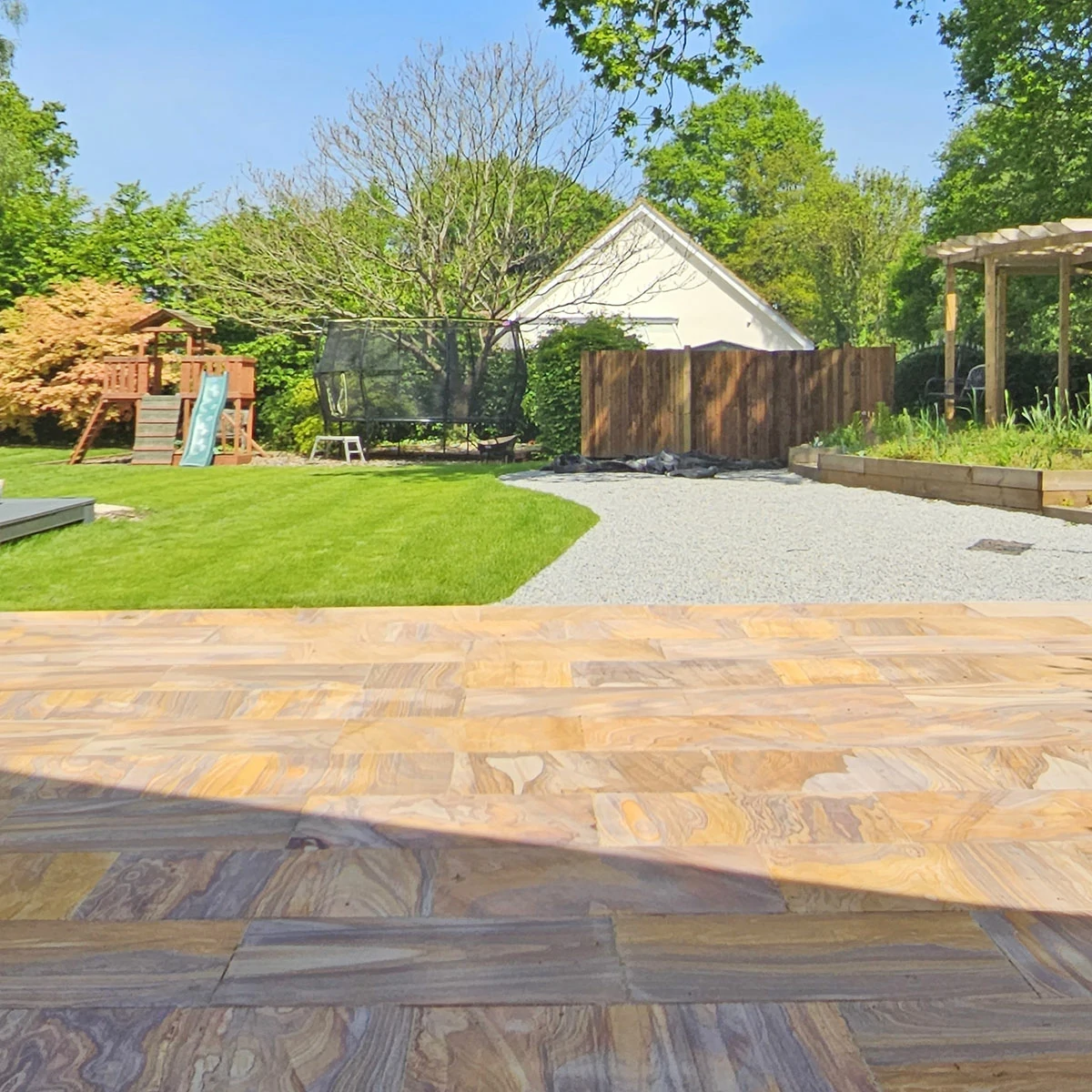 Rainbow Indian Sandstone Paving Slabs - Sawn & Honed - 600x295 - 22mm