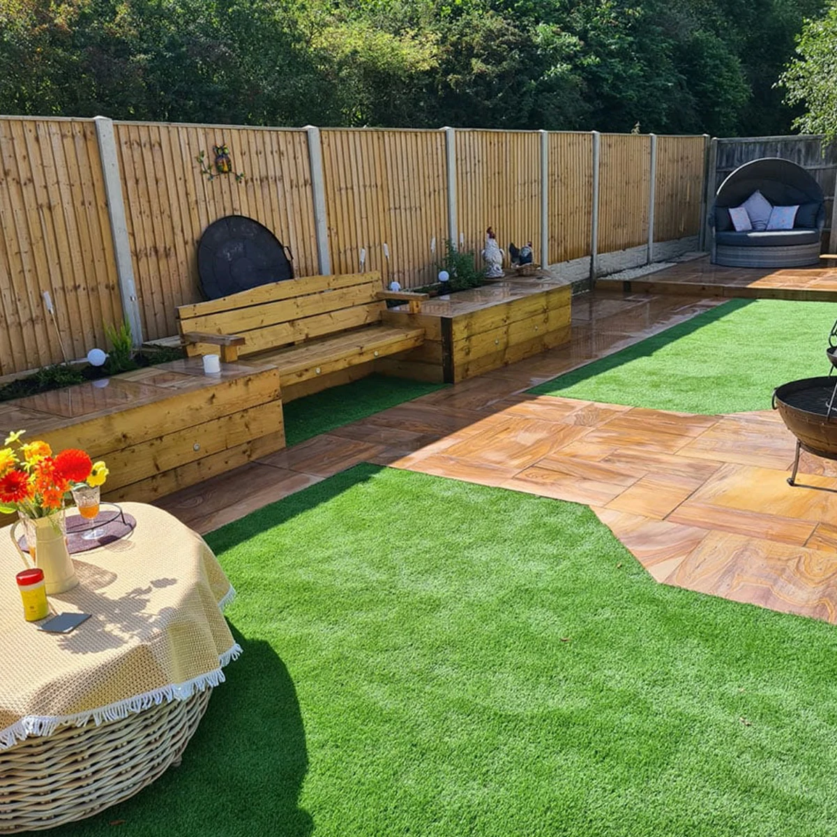 Rainbow Indian Sandstone Paving Slabs - Sawn & Honed - 600x600 - 22mm