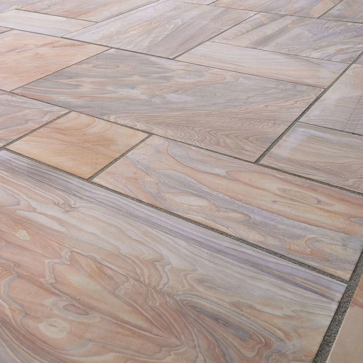 Rainbow Indian Sandstone Paving Slabs - Sawn & Honed - 600x600 - 22mm