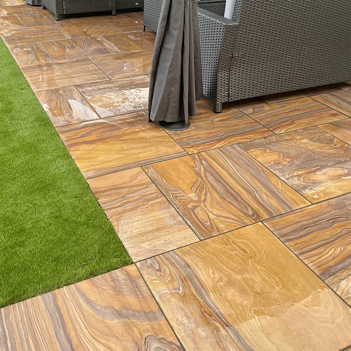 Rainbow Indian Sandstone Paving Slabs - Sawn & Honed - 600x600 - 22mm