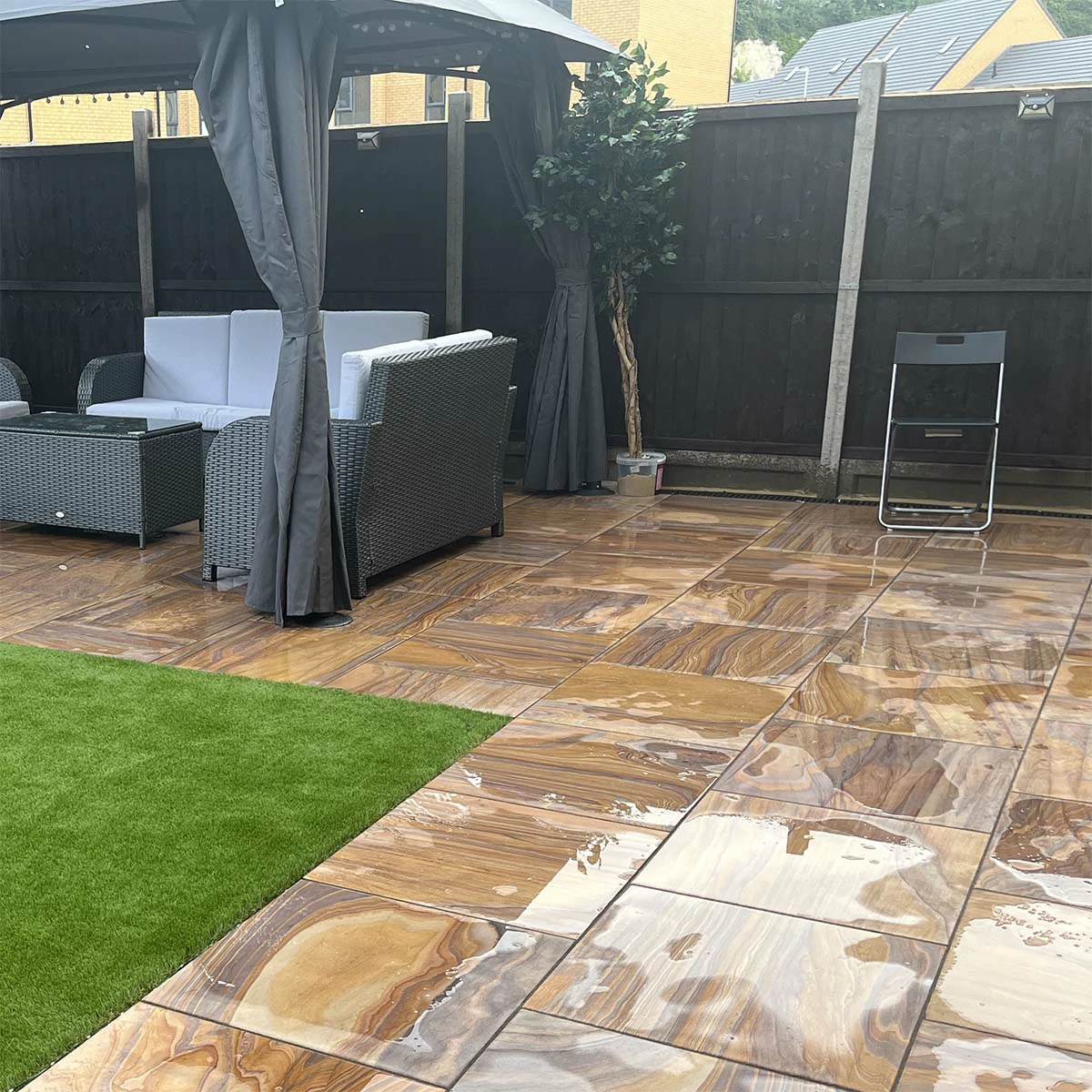 Rainbow Indian Sandstone Paving Slabs - Sawn & Honed - 600x600 - 22mm