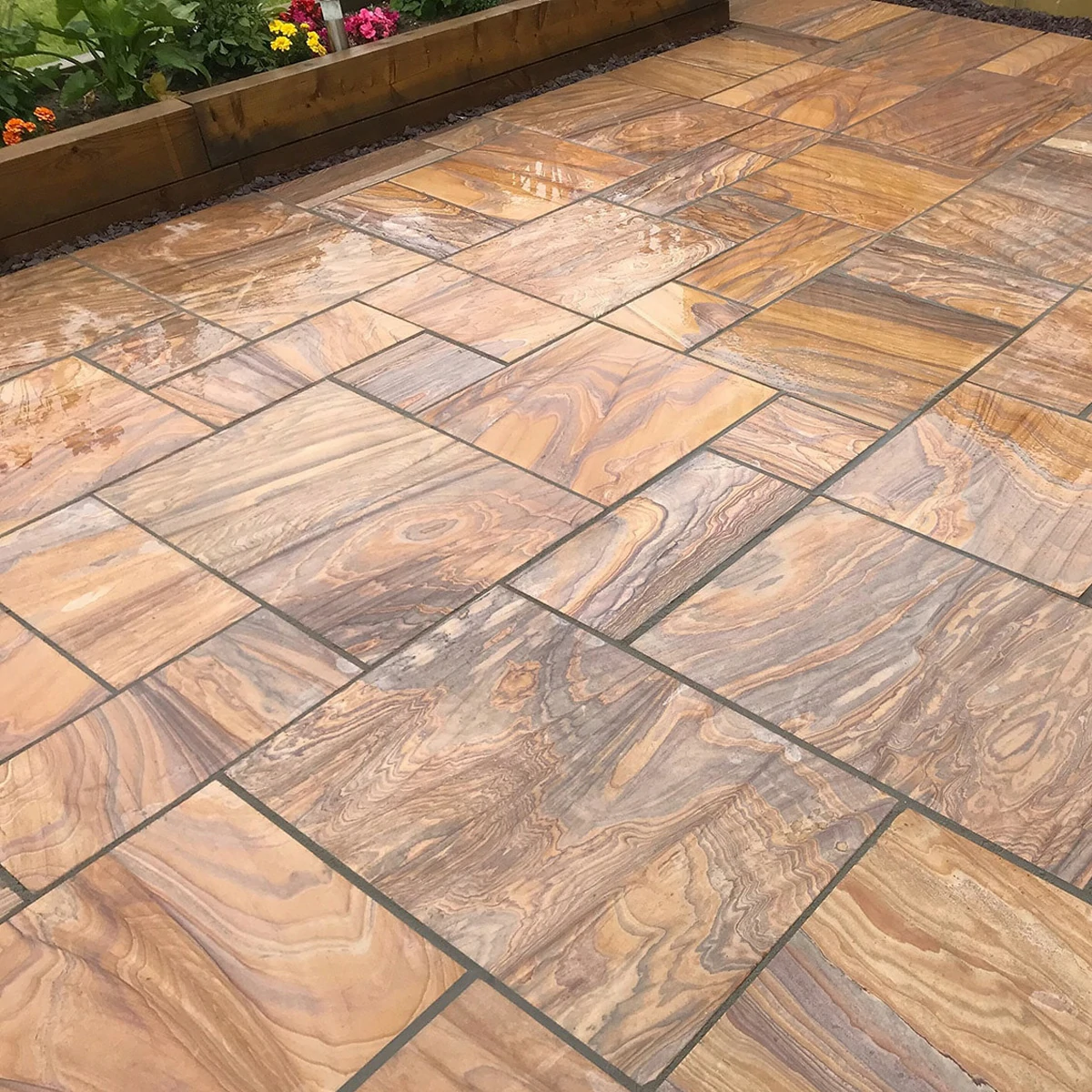 Rainbow Indian Sandstone Paving Slabs - Sawn & Honed - 600x600 - 22mm