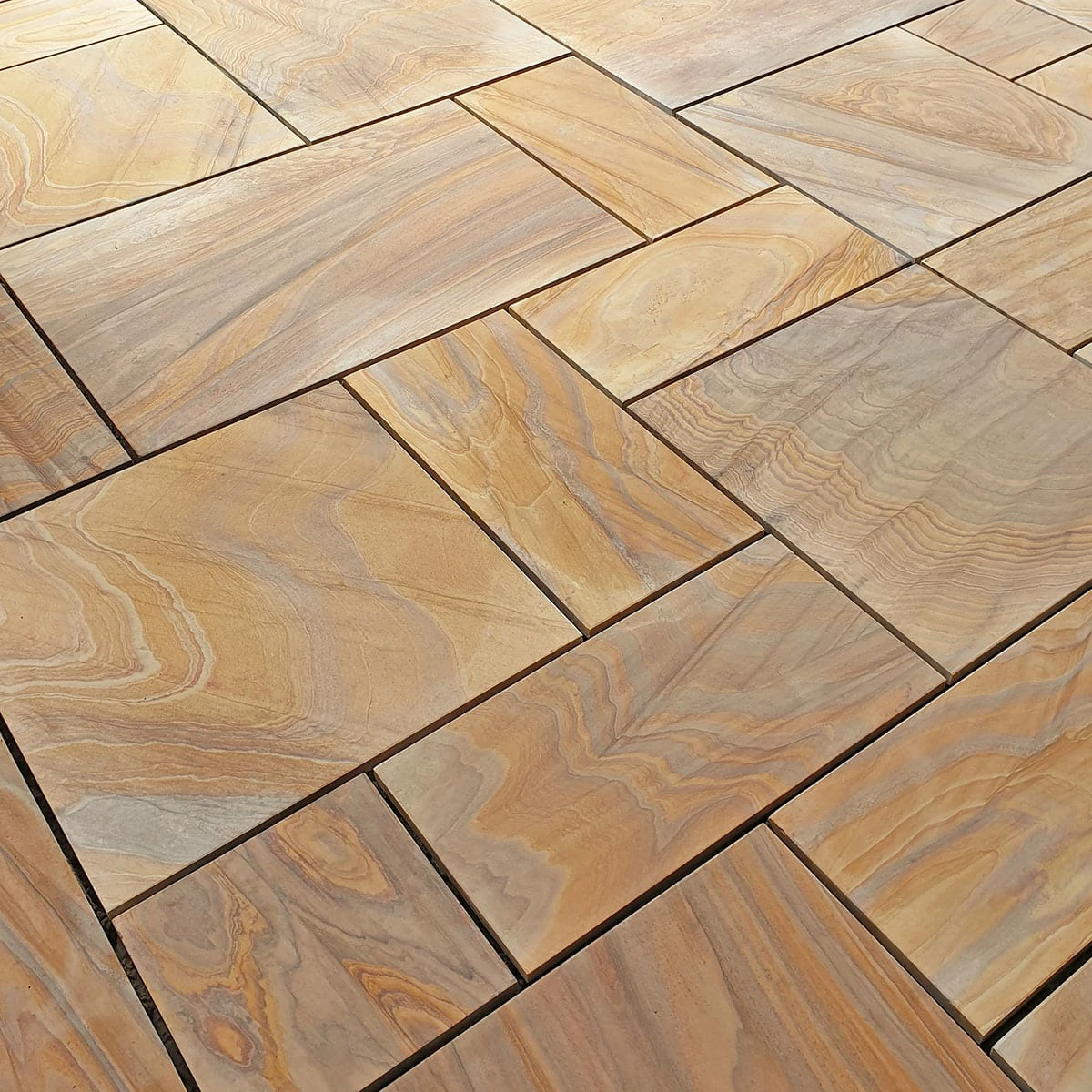 Rainbow Indian Sandstone Paving Slabs - Sawn & Honed - Patio Kit - 22mm