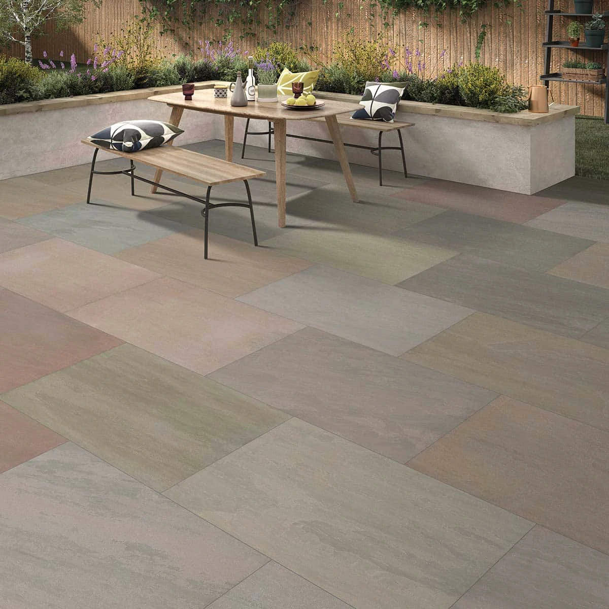 Raj Green Outdoor Porcelain Paving Tiles - 1200x600 - 20mm