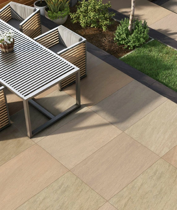 Raj Green Outdoor Porcelain Paving Tiles - Patio Kit - 20mm