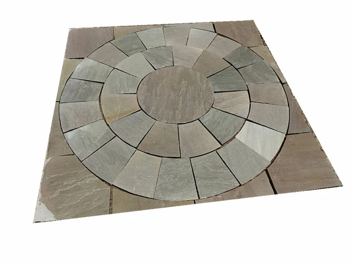 Raj Green Indian Sandstone Circle Kit - Riven - 2.4m Diameter - 22mm