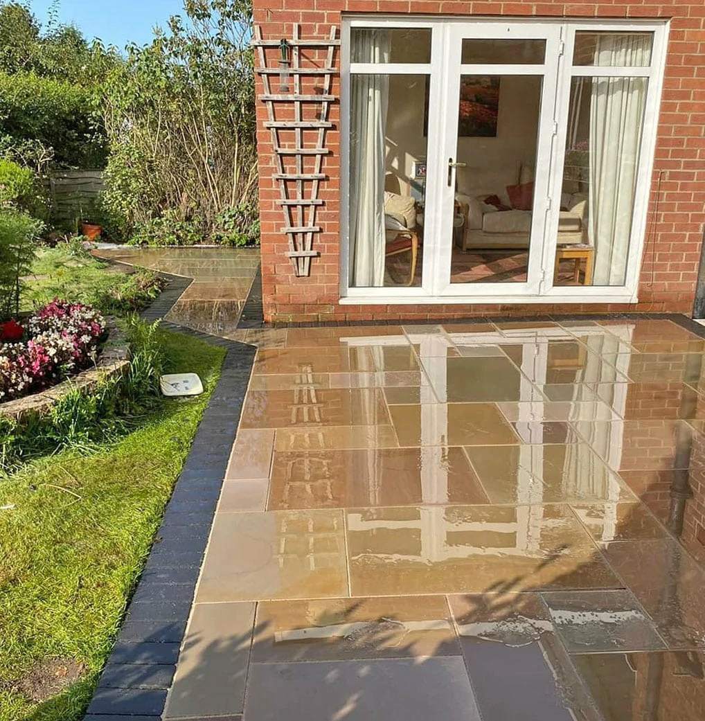 Raj Green Indian Sandstone Paving Slabs - Sawn & Honed - Patio Kit - 20mm