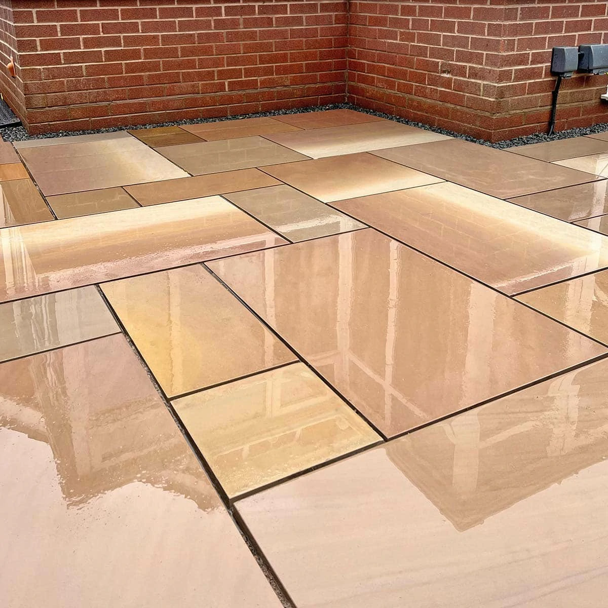 Raj Green Indian Sandstone Paving Slabs - Sawn & Honed - Patio Kit - 20mm